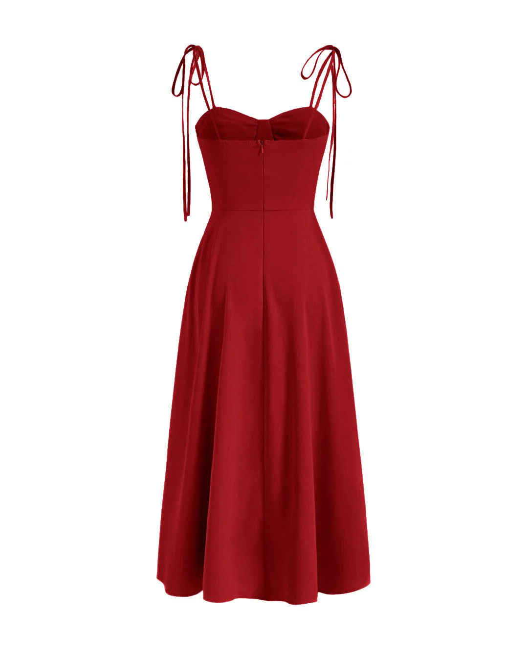 Solid Cup Detail Cami Dress In Red - Image 3