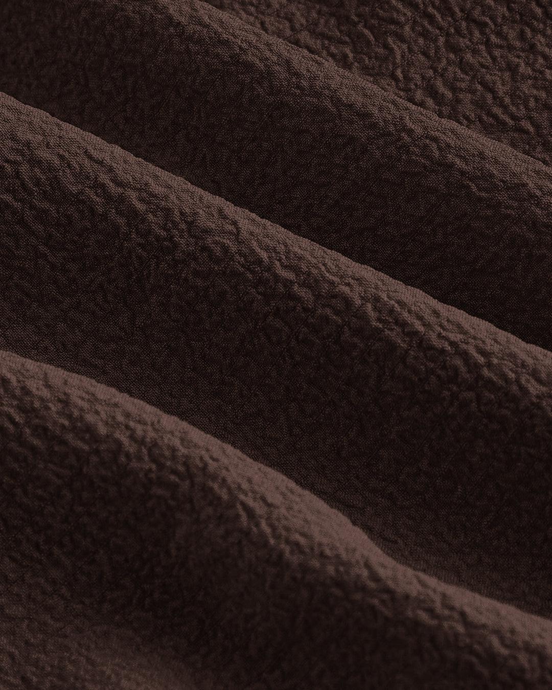 Solid Lace Up Side Ruffle Dress In Chocolate Brown - Image 4