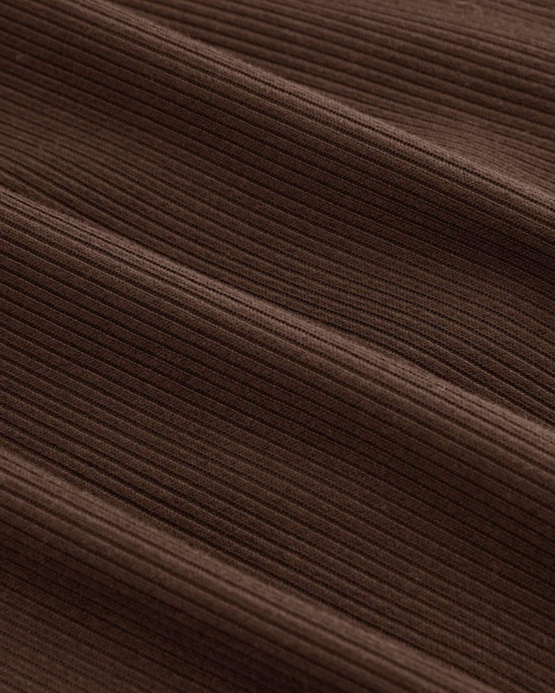 Wrap Style Long Sleeve Crop Top with Neck Tie in Brown - Image 4