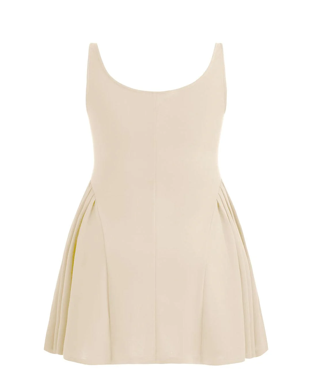 Square Neck Solid Pleated Cami Off-White Mini Dress Curve & Plus - Image 4