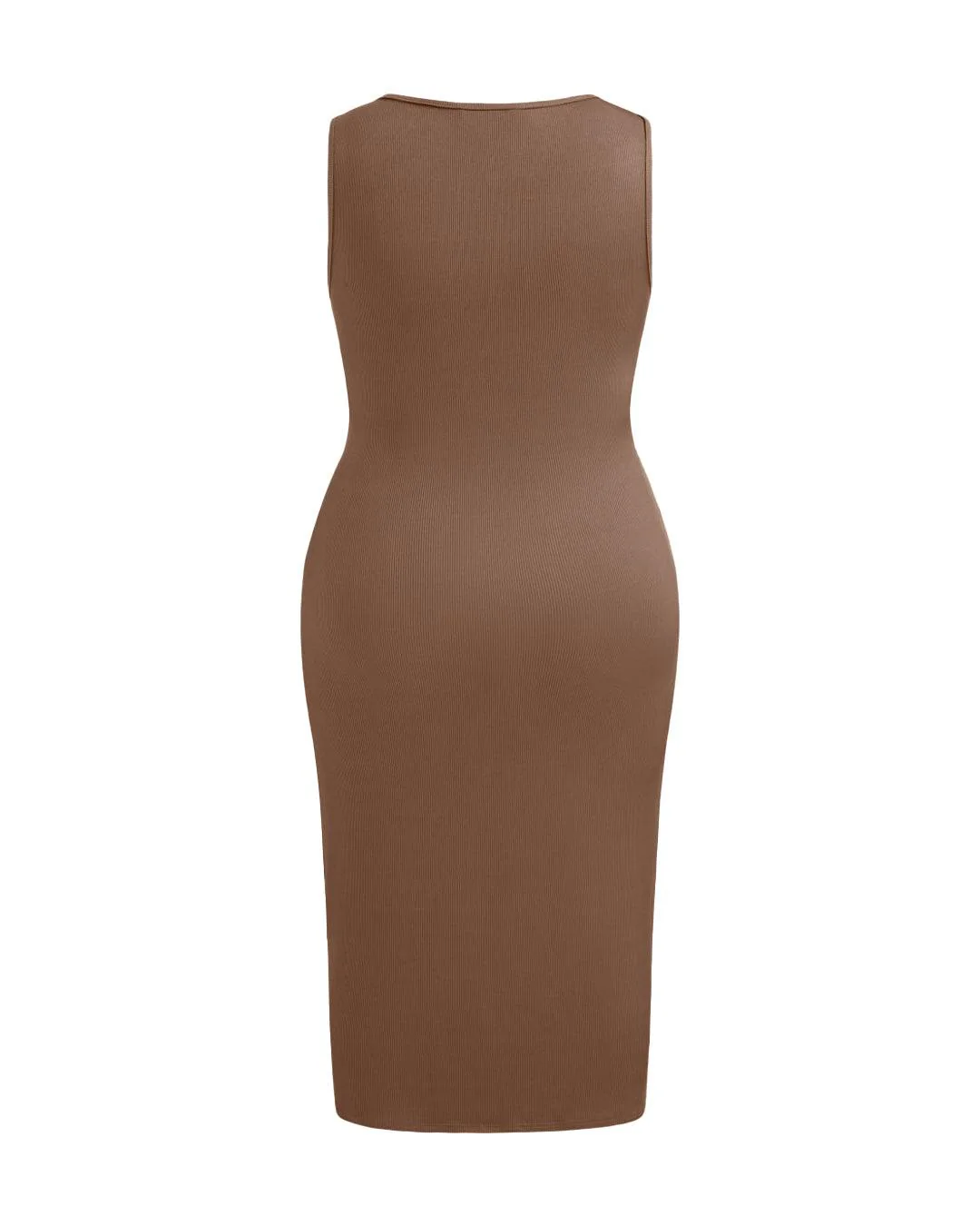 Square Neck Solid Twist Knotted Brown Maxi Dress Curve & Plus - Image 4