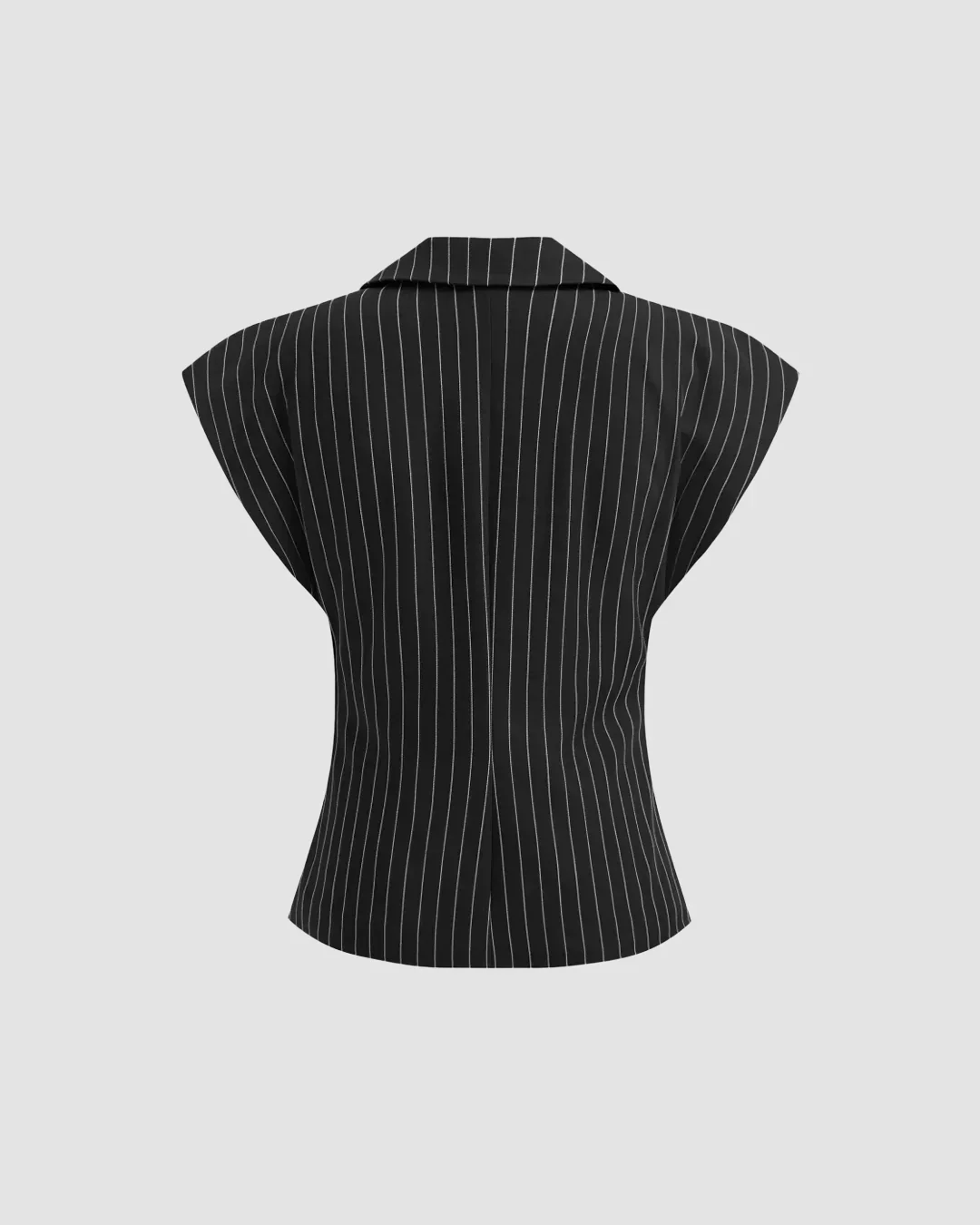 Statement Sleeveless Blazer Top with Single Button Closure - Image 3