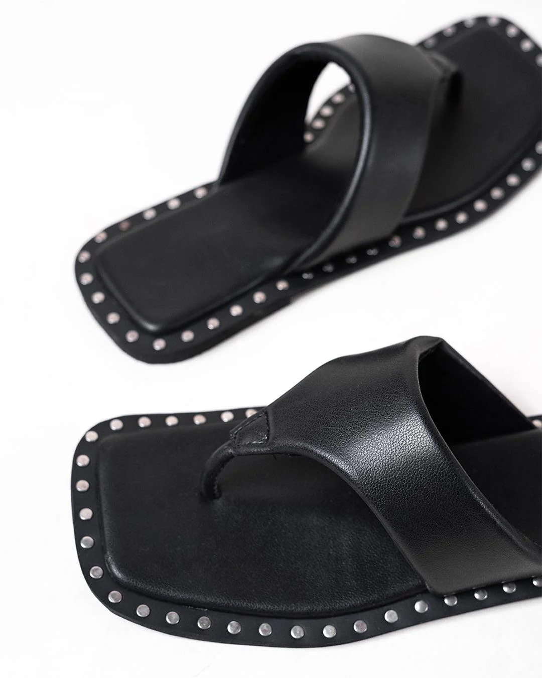 Stud Detail Slip On Black Flats - Image 3