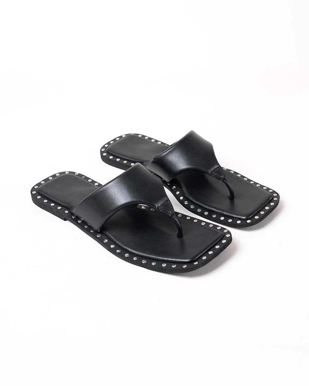 Stud Detail Slip On Black Flats - Image 4