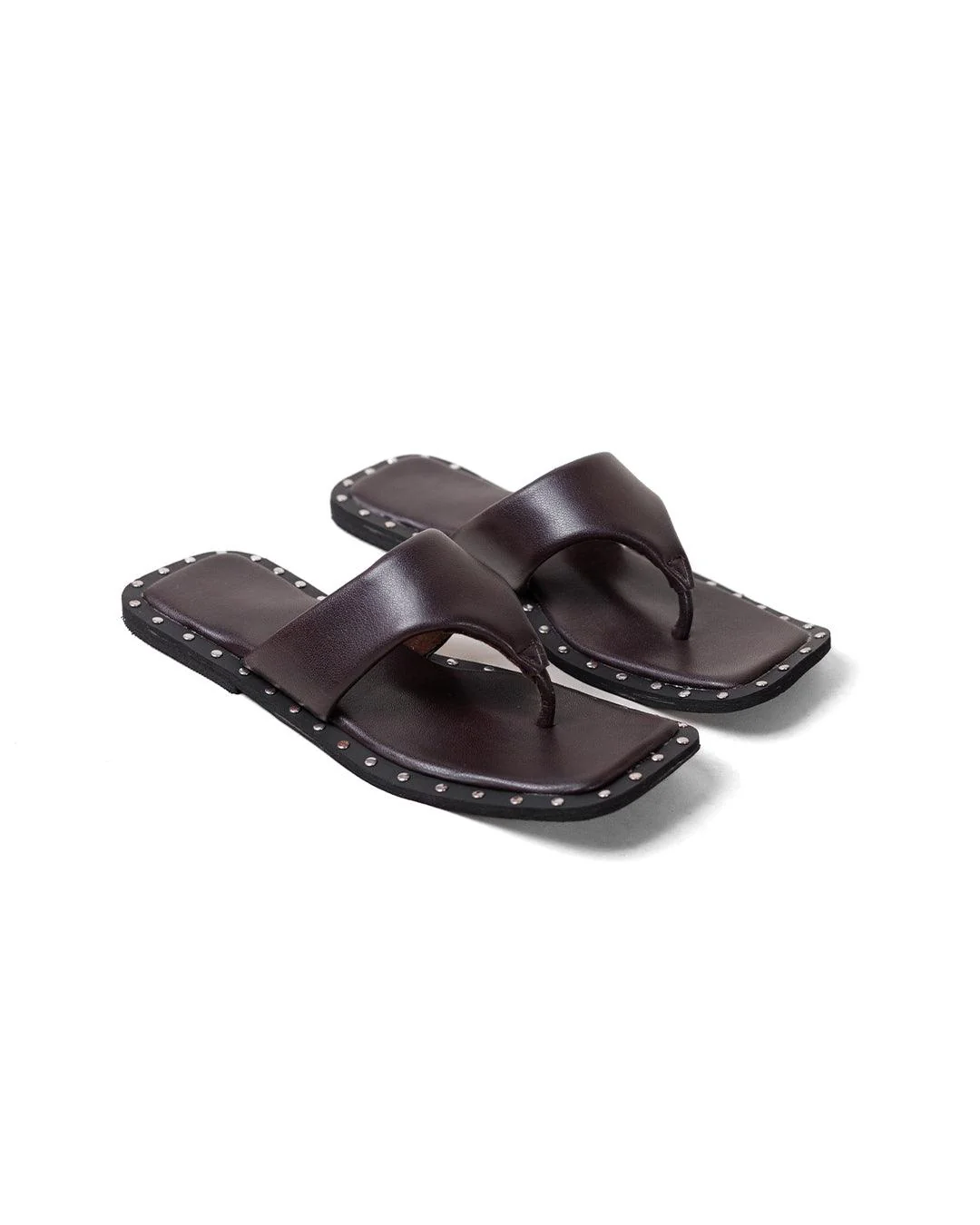 Stud Detail Slip On Flats In Brown - Image 4