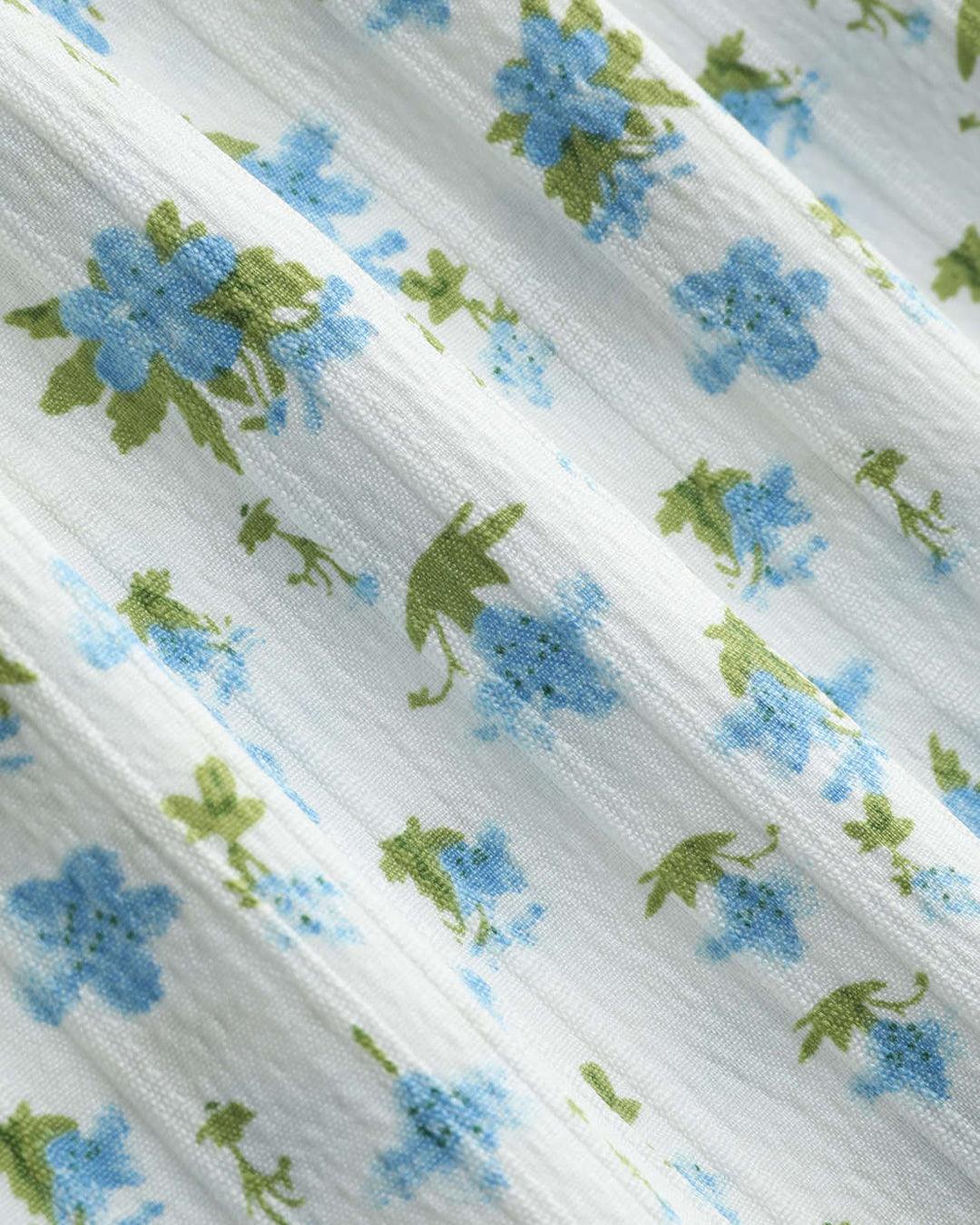 Summer Printed White Ruched Dress - Image 6