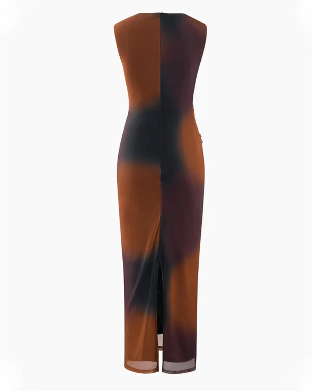 Tie Dye Sheer Mesh Slit Sleeveless Maxi Dress - Image 3
