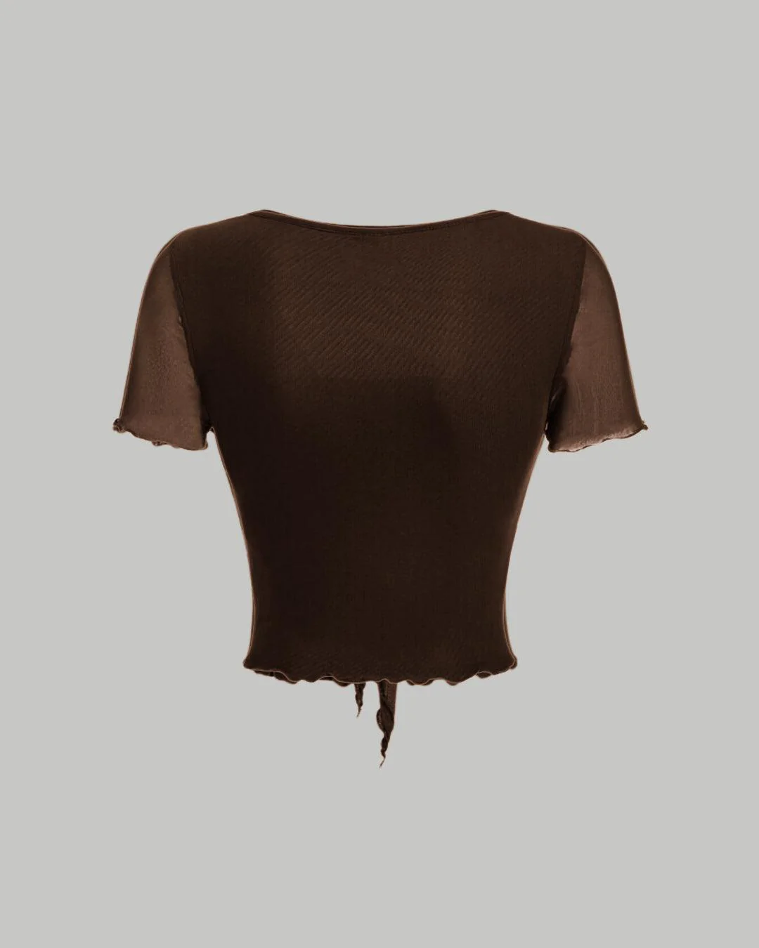 Tie Front Square Neck Crop Top In Brown - Image 3