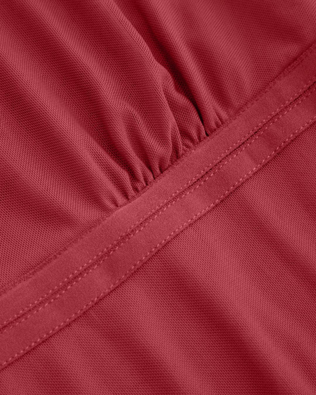 U-neckline Asymmetrical Ruffle Trim Knotted Tank Top In Red - Image 3