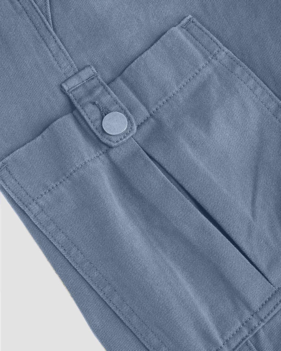 Utility Wear Drawstring Cargo Pants In Light Blue - Image 4