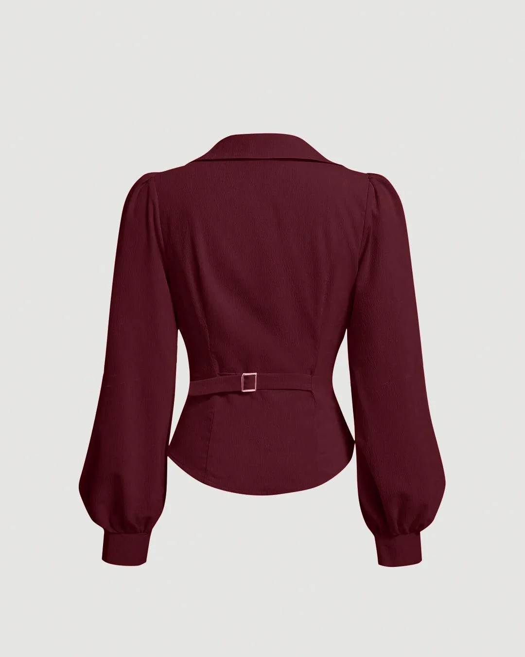Party V Neck Wrap Style Long Sleeve Top in Maroon - Image 3