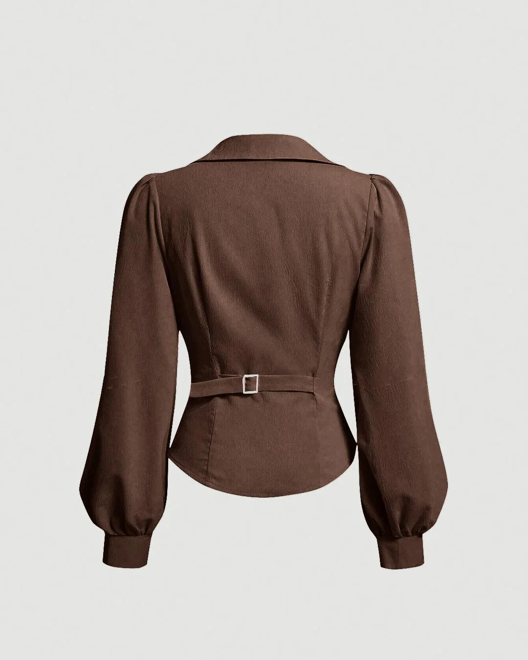 Formal Long Collar Wrap Style Full Sleeve Shirt in Brown - Image 3