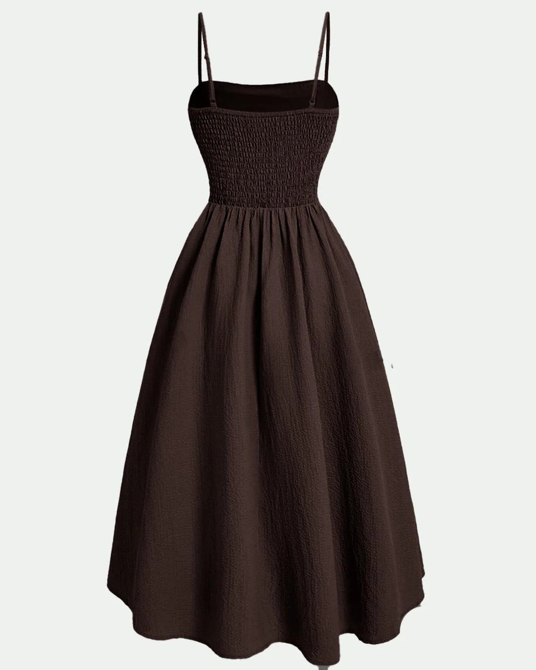Vintage Retro Spaghetti Strap Chocolate Brown Dress - Image 3