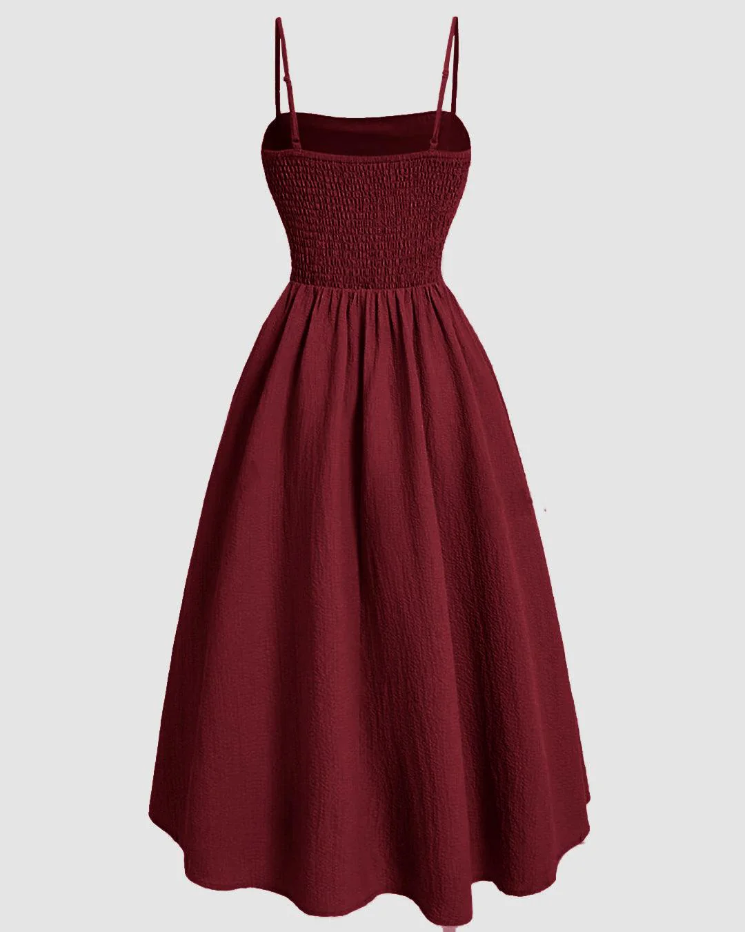 Vintage Retro Spaghetti Strap Maroon Dress - Image 3