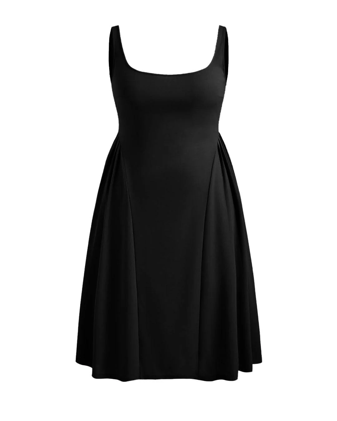 Woven Square Neck Solid Ruffle Long Black Midi Dress Curve & Plus - Image 3