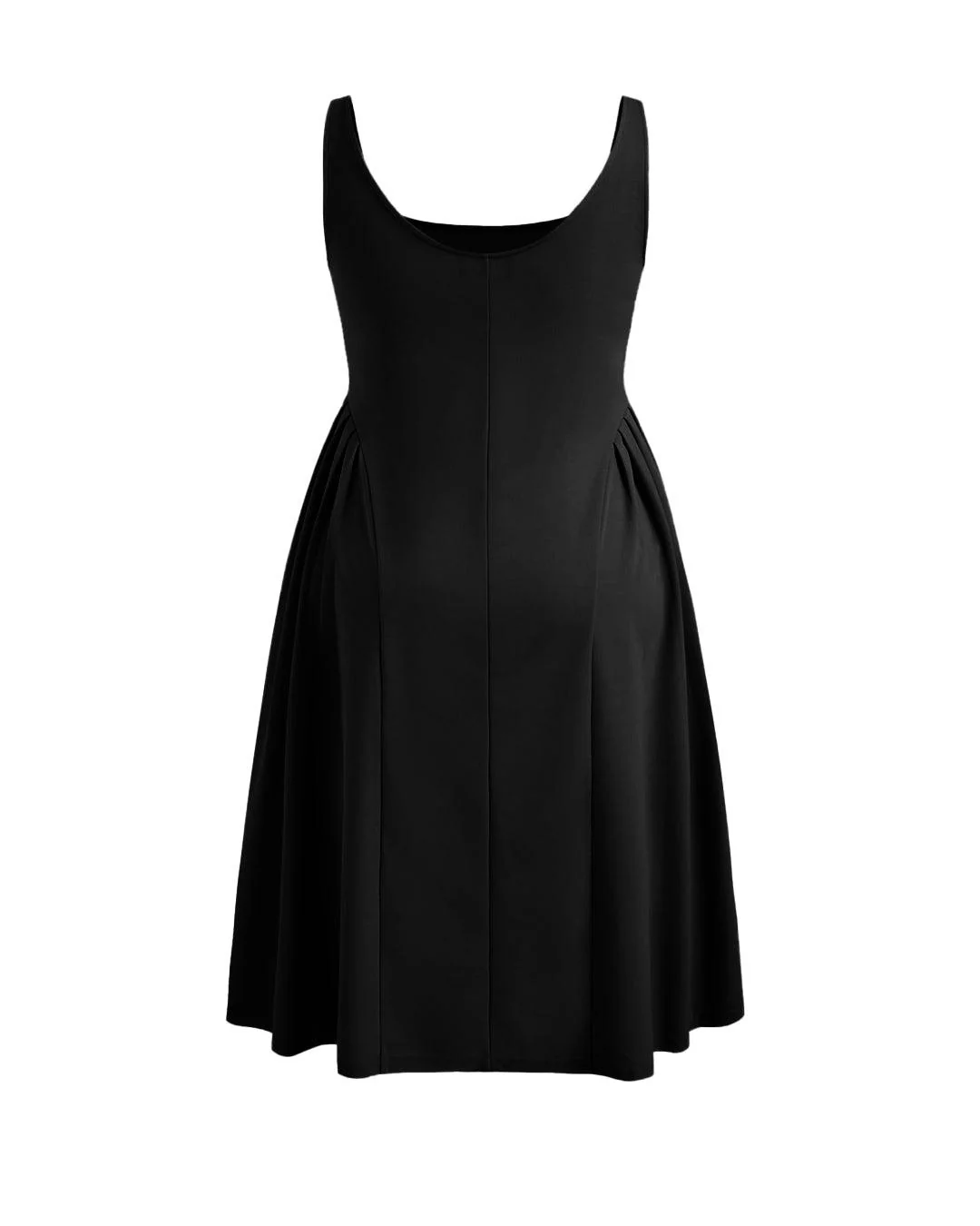 Woven Square Neck Solid Ruffle Long Black Midi Dress Curve & Plus - Image 4