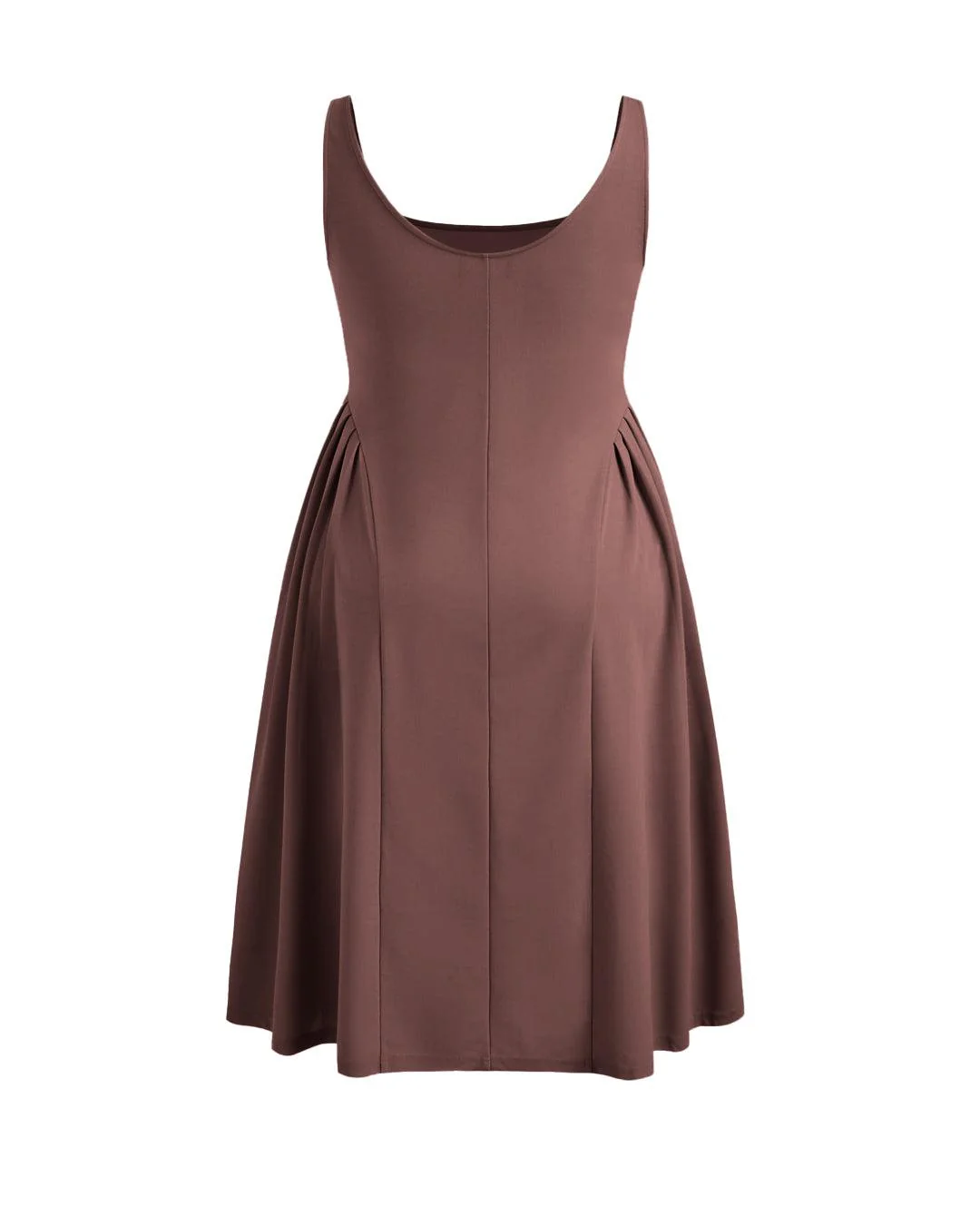 Woven Square Neck Solid Ruffle Long Brown Midi Dress Curve & Plus - Image 4