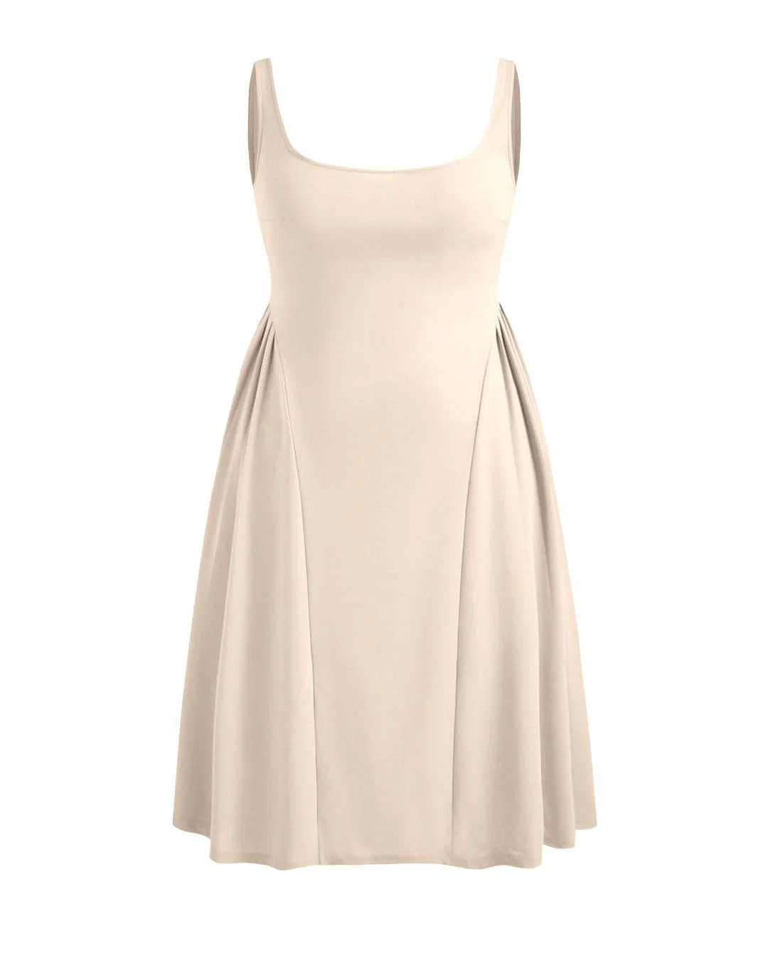 Woven Square Neck Solid Ruffle Long Off-White Midi Dress Curve & Plus - Image 3