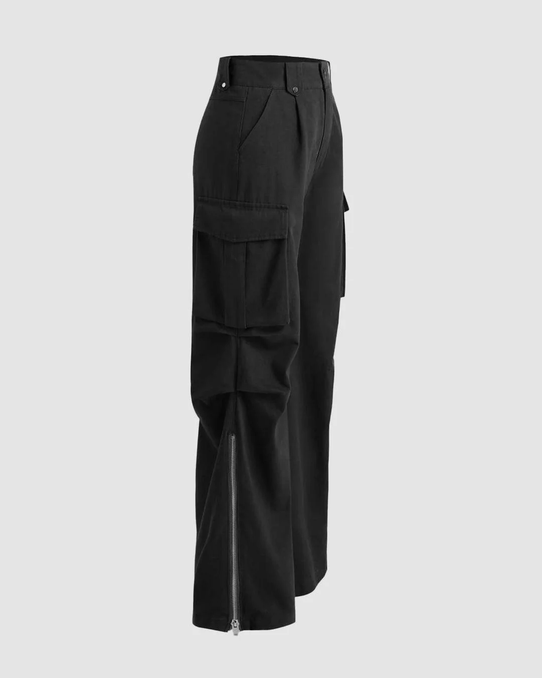 Y2K Baggy Fit Women Cargo In Black - Image 3