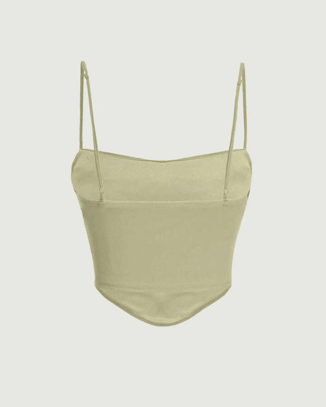 Y2K Solid Ruched Mesh Cami Green Top - Image 3