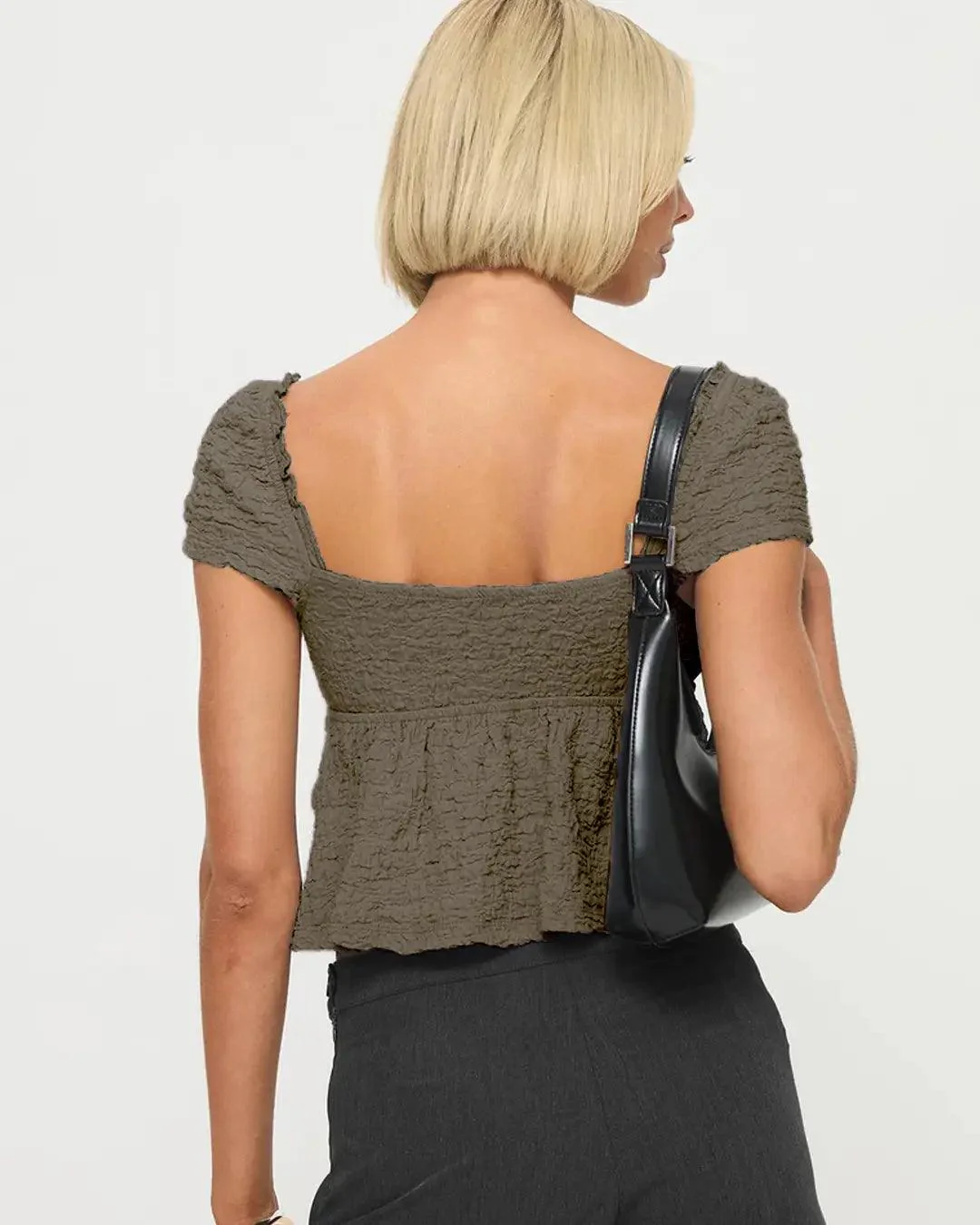 Y2K Vintage V-neck top Smoke Green Crop Top - Image 3